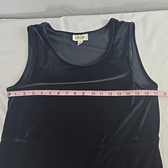 Talbots Midi Velvet Tank Dress‎ VTG Black Medium Stretch Whimsygoth Witchy - Picture 3 of 5